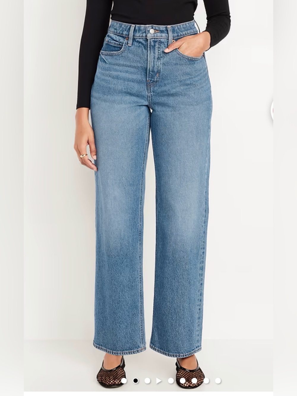 Gently Worn Women’s Old Navy Curvy Extra High-Waisted Ski-Hi Wide-Leg Jeans sz14